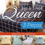 Jogo de Lençol Casal Queen Antialérgico 3 Peças Estampado - Estampas Sortidas - Bordados Sampaio