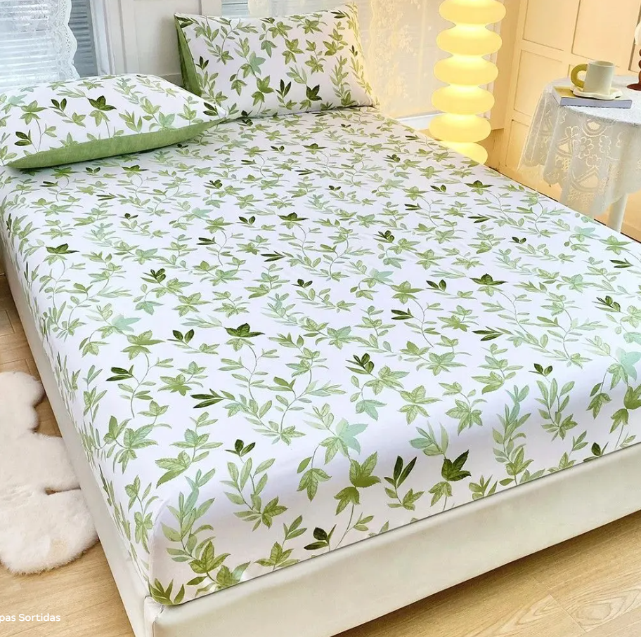 Jogo de Lençol Casal Queen Antialérgico 3 Peças Estampado - Estampas Sortidas - Bordados Sampaio