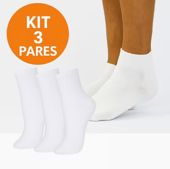 Kit 3 Pares De Meia Branco