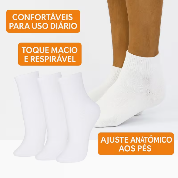 Kit 3 Pares De Meia Branco