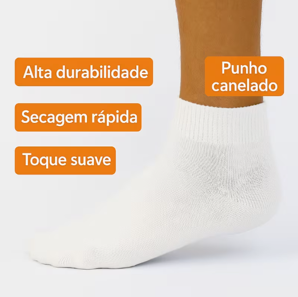 Kit 3 Pares De Meia Branco