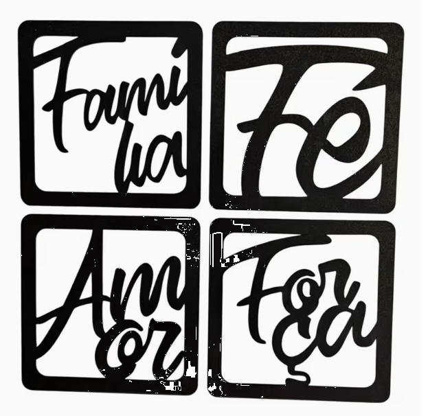Kit Decorativo Família Fé Amor Força