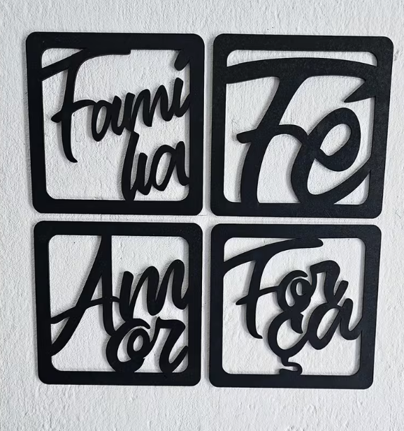 Kit Decorativo Família Fé Amor Força