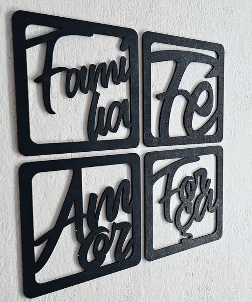 Kit Decorativo Família Fé Amor Força