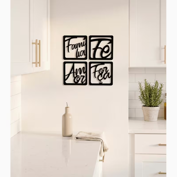 Kit Decorativo Família Fé Amor Força