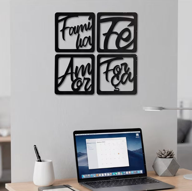 Kit Decorativo Família Fé Amor Força